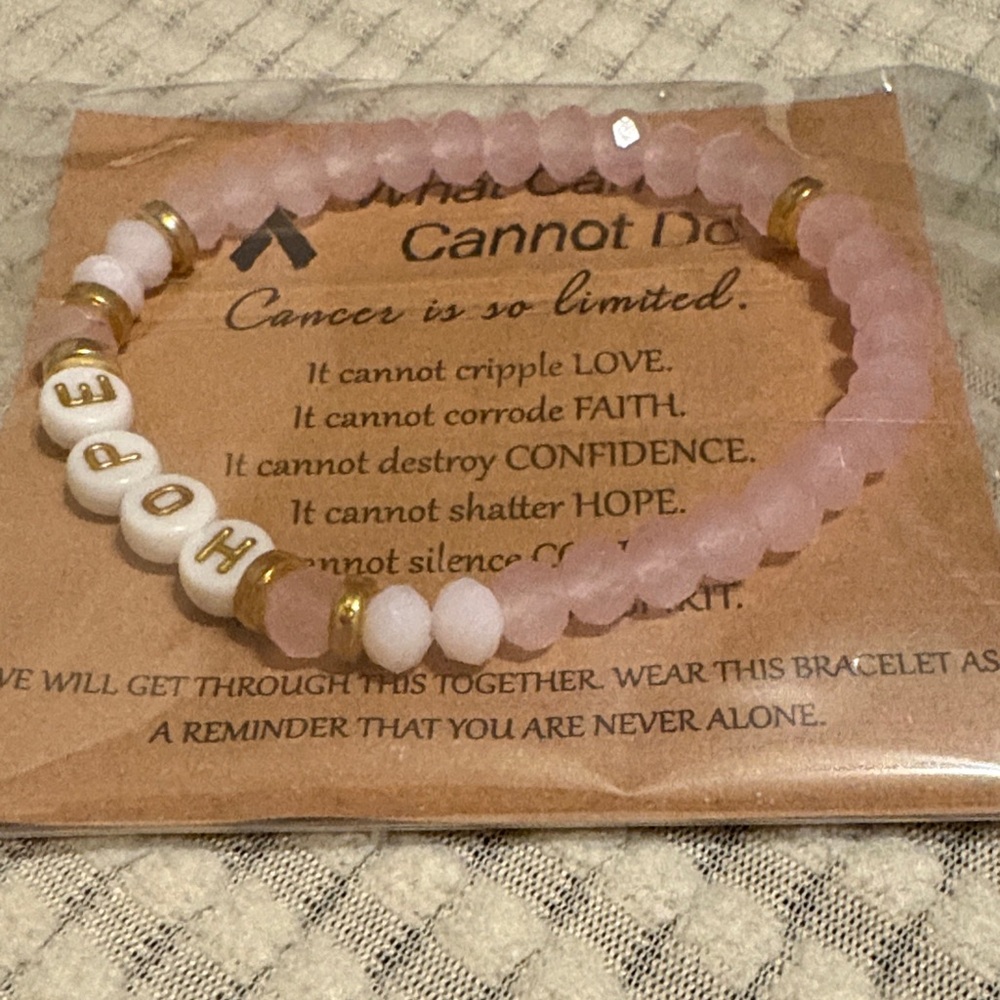 NEW! Pink Ribbon Support Bracelet with Pink Beads – A Symbol of Strength & Hope